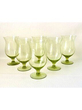 6 Iced Tea Glasses Skanda Green Vintage Barware Cocktail Glasses Imperial